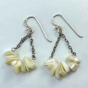 Elegant Barse 925 Sterling Silver Mother of Pearl Dangle Earrings